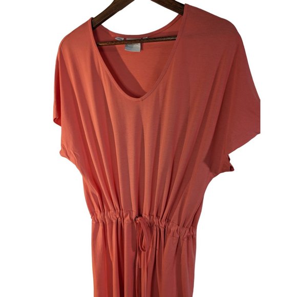 JunaRose Coral T-shirt Dolman Sleeve Tie-waist Knee-length Dress Sz L - Picture 2 of 8